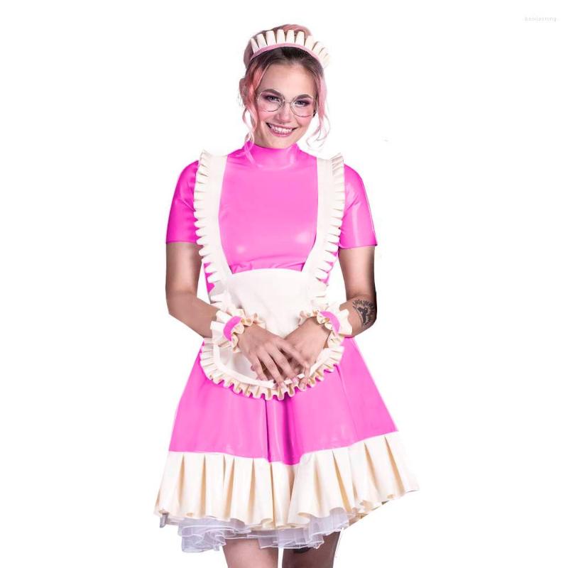 

Anime Costumes PVC French Maid Dress Plus Size Sissy Vinyl Women Outfit Sweet Gothic Lolita Dresses Apron Uniforms Halloween Costume Cosplay