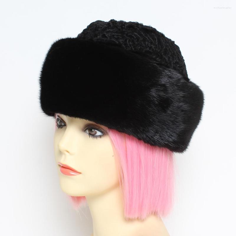 

Berets Winter Women/Men Genuine Sheepskin Cap Luxury Hat Outdoor Warm Natural Caps Trekking Protection From The Cold Hats, Style 3