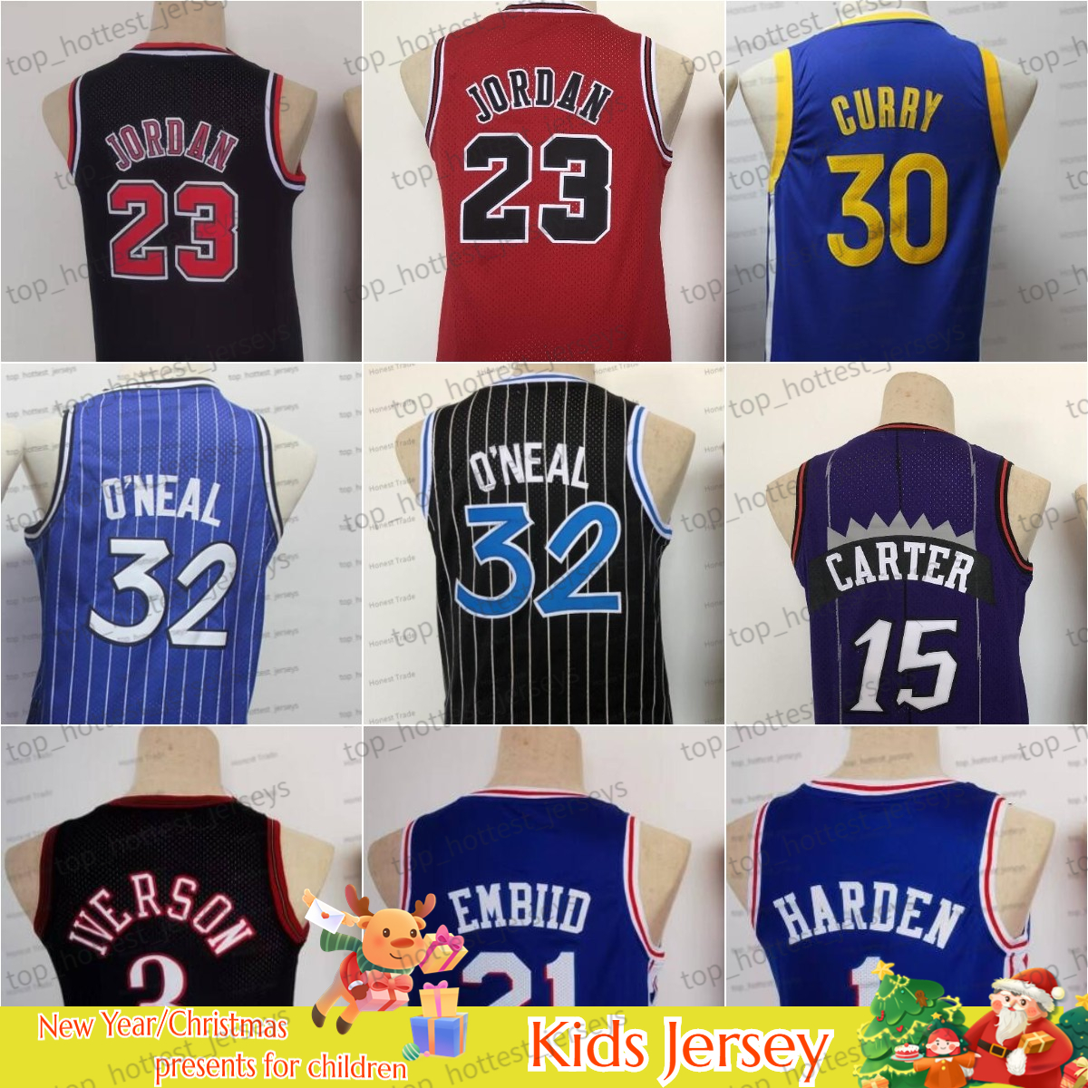 

Kids 15 Carter Harden Basketball Jersey Allen Iverson Curry Shaq Neal 32 Throwback Jersey Purple Red Black Youth Jerseys Stitched Gifts For Children, Kids jersey