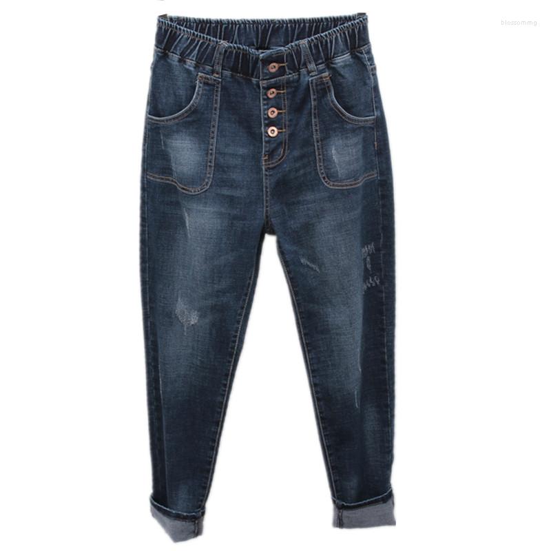 

Women's Jeans Vintage Plus Size 5XL Mom Harem Pants Loose Elastic Waist For Women Boyfriend Streetwear Denim Trousers, Mint