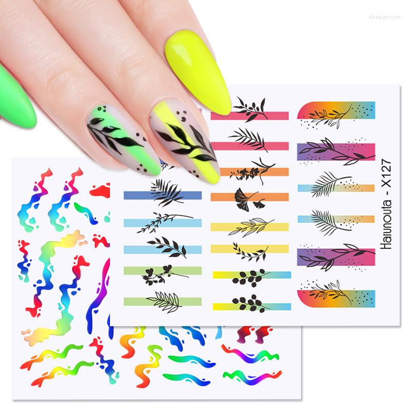 

Nail Stickers 1PC Colorful Leaves Water Decals Flower Leaf Transfer Sliders For Nails Manicures Wraps, X102
