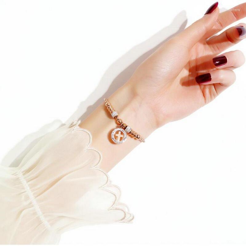 

Link Bracelets Women's Stainless Steel Bracelet Fashionable And Simple Wild Cross