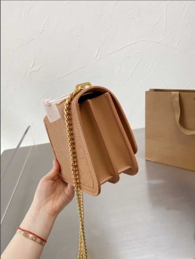 

Designer handbag HOT square fat chain bag leather women's shoulder bag top quilted messenger bag, Champagne