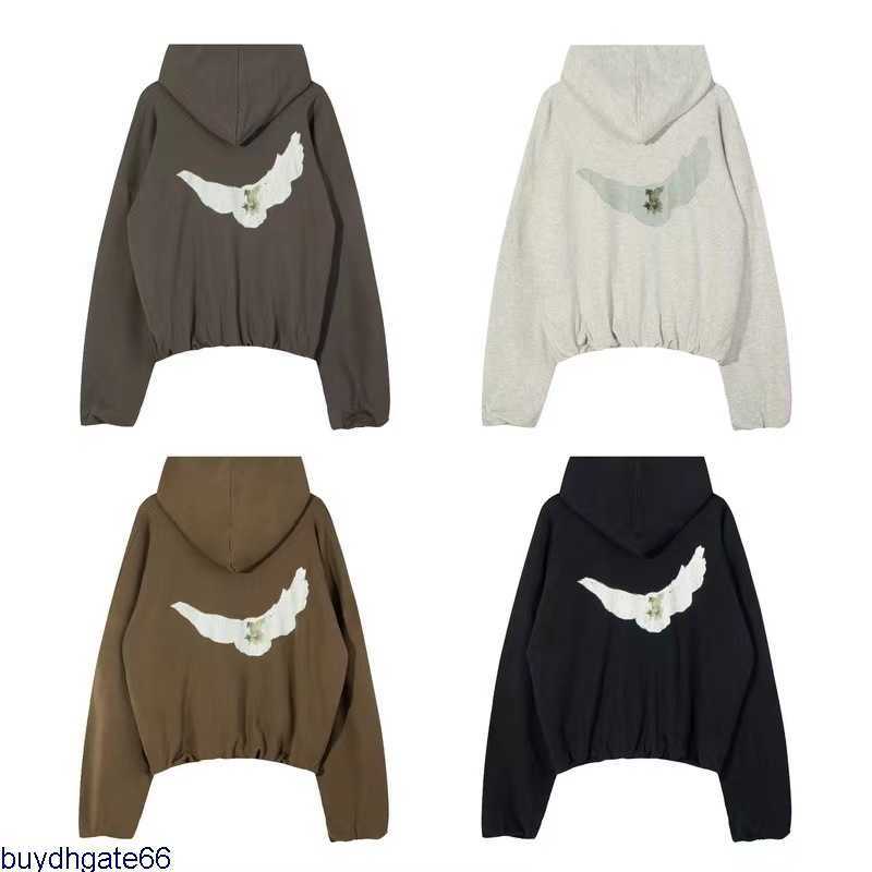 

Men' and Women' Hoodies Sweatshirt 22ss Designer Kanyes Fashion Style Three Party Peace Pigeon Print Loose High Street Double Layer Pullover Couple, Navy