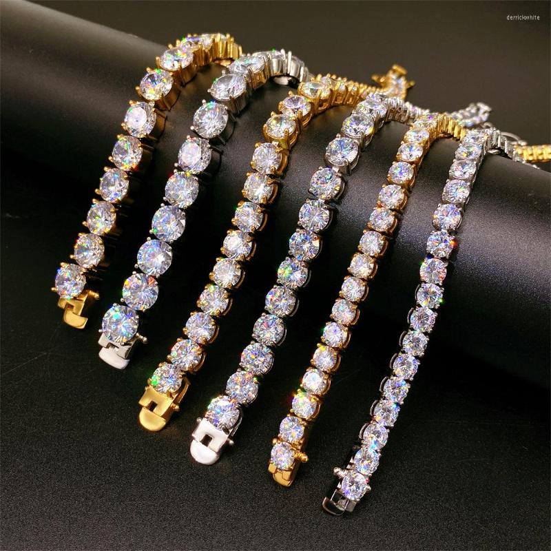

Link Bracelets 10mm High-Quality Stainless Steel Tennis Chain For Men Women With Zircon Stone Hip Hop Hand Goth