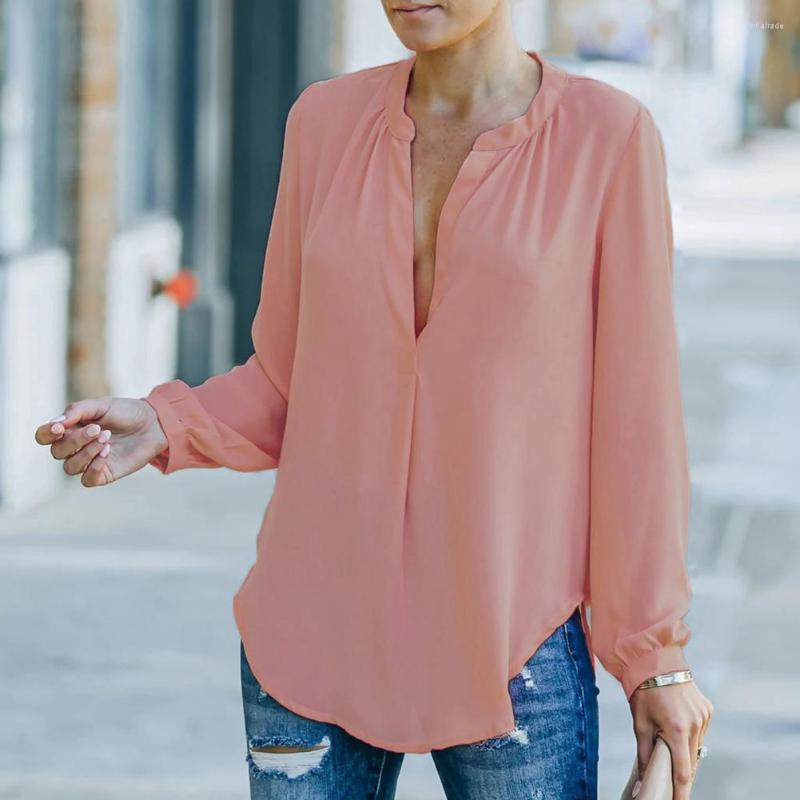 

Women' Blouses Chic Women T-shirt Breathable Lady Shirt Long Sleeves Thermal Pure Color Spring Top, Blue