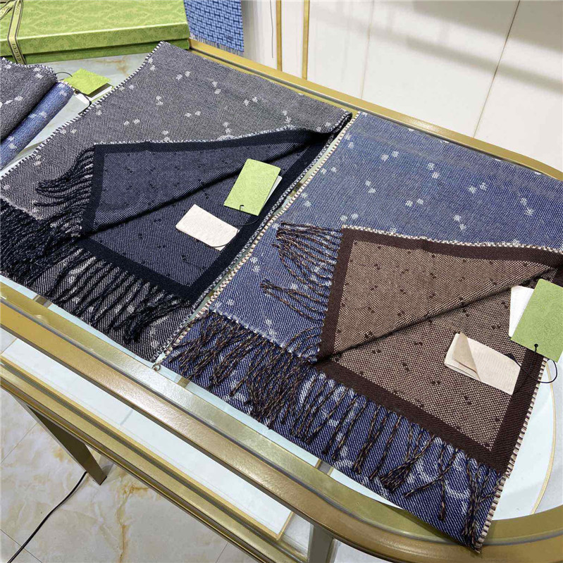 

Double Sided Scarves Men Women 100% Wool Scarf Letters Designer Wraps Winter Long Scarves Shawl