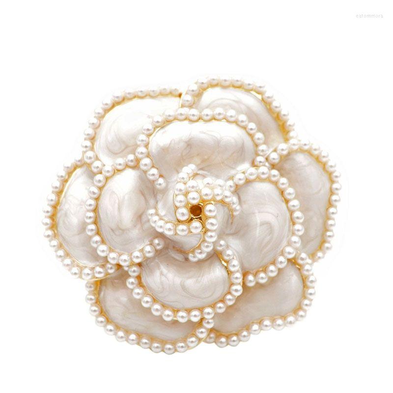 

Brooches CINDY XIANG Arrival Pearl Enamel Camellia For Women Elegant Flower Pins Fashion Jewelry Coat Accessories