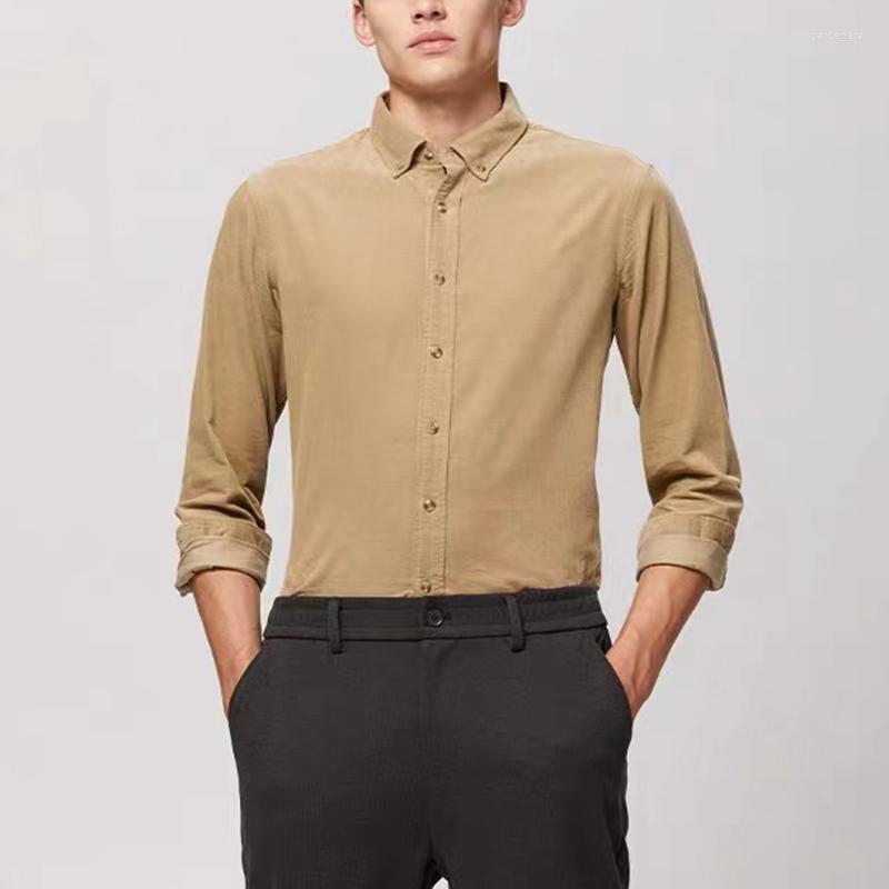 

Men's Dress Shirts MEN'S SPRING AND AUTUMN LUXURY QUALITY SOLID CROCODILE LEATHER SHIRT COTTON CORDUROY H966, Army green