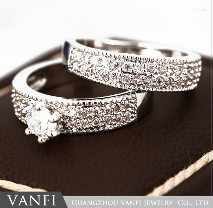 

Wedding Rings Style For Femme Cubic Zirconia Hand Made Pave Setting Couples Gold