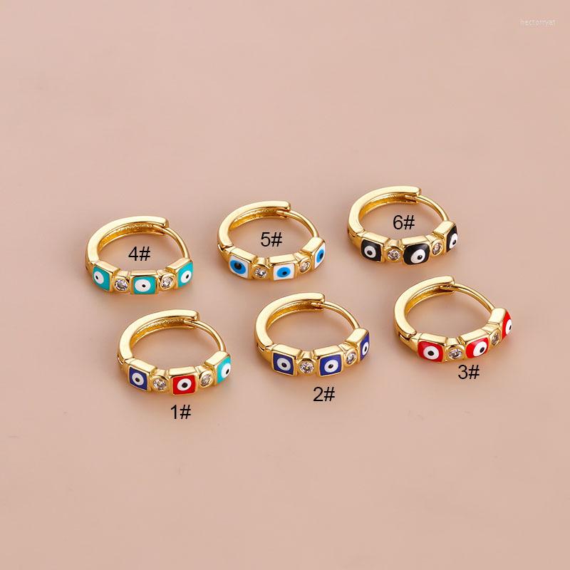 

Hoop Earrings 1Piece Blue Red Bohemia Painting Oil For Women 2022 Trend Fashion Jewelry Piercing Round Teens
