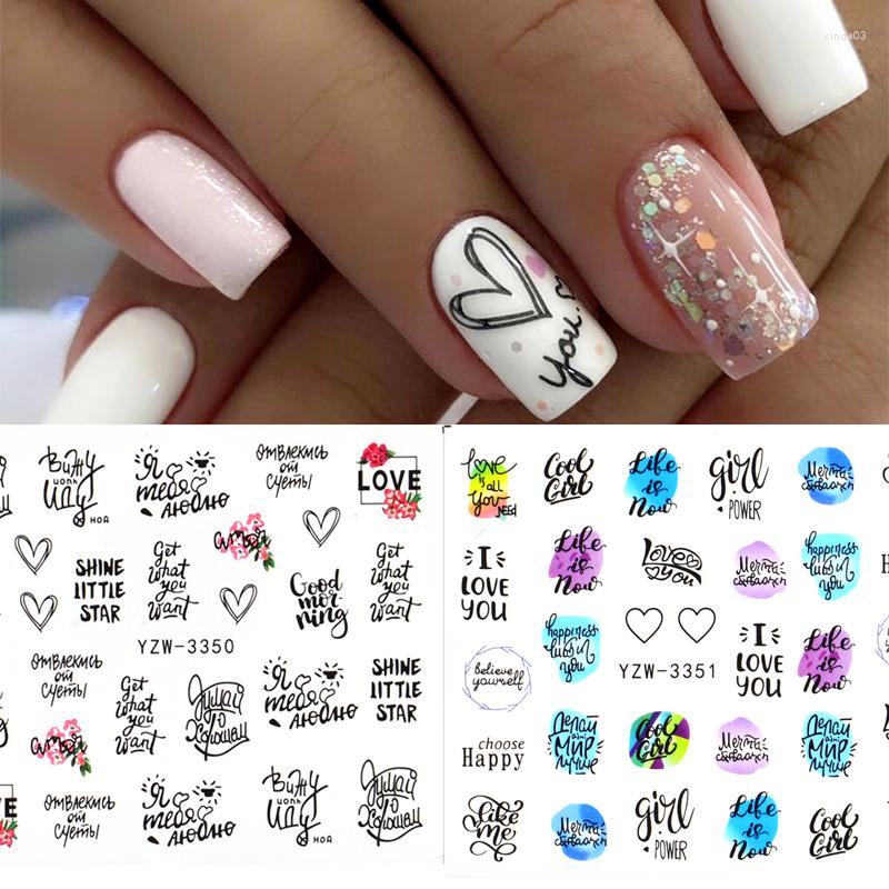 

Nail Stickers Valentines Manicure Love Letter Sliders For Nails Abstract Lady Face Design Water Flowers Leaf Decals, Yzw-3551
