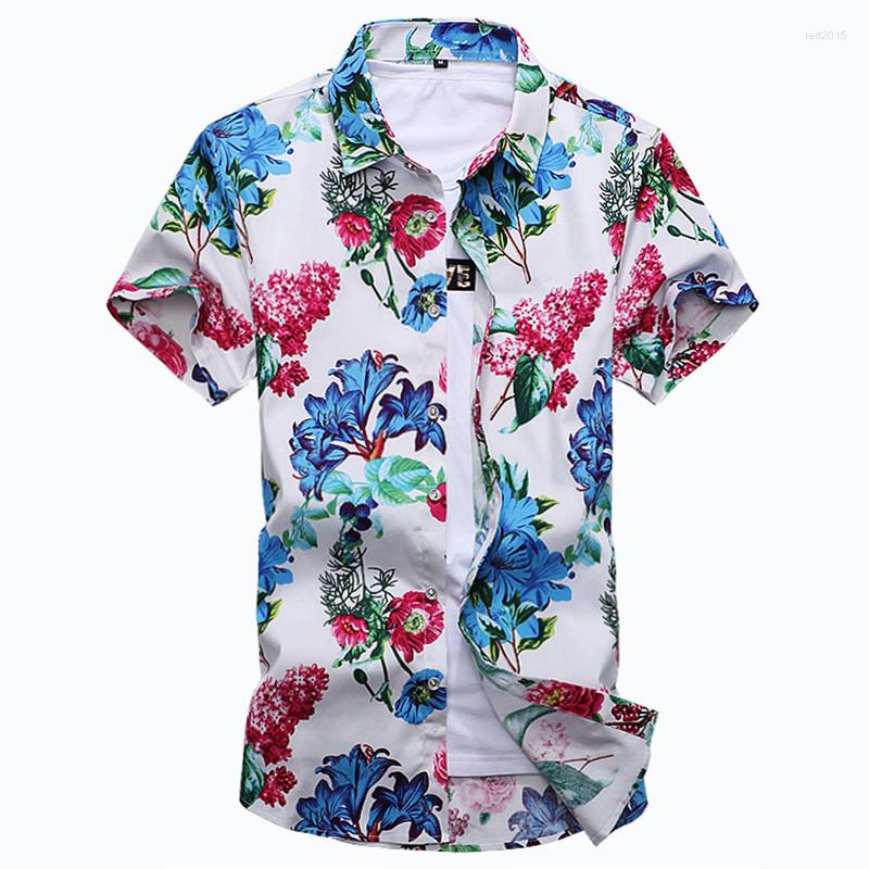 

Men's Casual Shirts 2022 Summer For Men Turn Down Collar Floral Shirt Flowers Short Sleeves Plus Size -4XL 5XL 6XL 7XL #, White