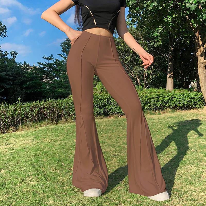 

Women's Pants Bell-bottomed Y2k Women Fashion Low-rise Flared Pant Casual Solid Color Trousers Streetwear Vintage Harajuku Sweatpants#f3, White