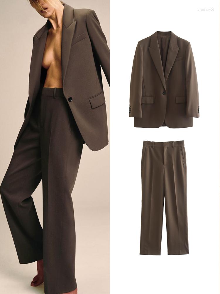 

Women' Two Piece Pants Women Office Outfits Blazer Suit 2022 Autumn Winter 2Pcs Single Button Notched Jacket Zipper Long Trousers Basic, Pant