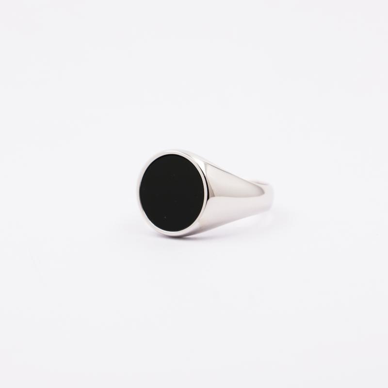 

Cluster Rings Genuine 925 Sterling Silver Onyx Round Pinky Signet Ring
