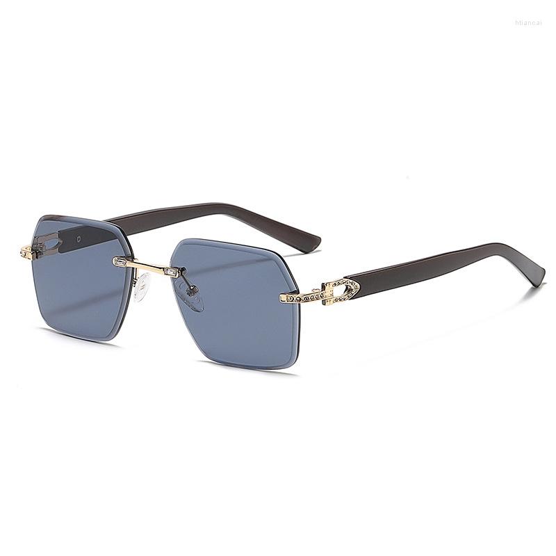 

Sunglasses 2022 Rimless Cut Edge Fashion Shades Square Women 's High Quality Diamond PTJS2A475