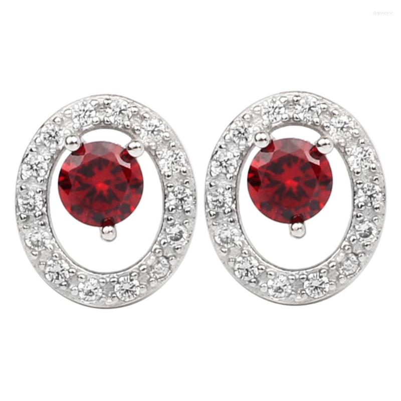 

Stud Earrings Natural Red Garnet Women Silver 925 Jewelry Oval Base 5mm Gemstone January Birthstone Office Wear E079RGN