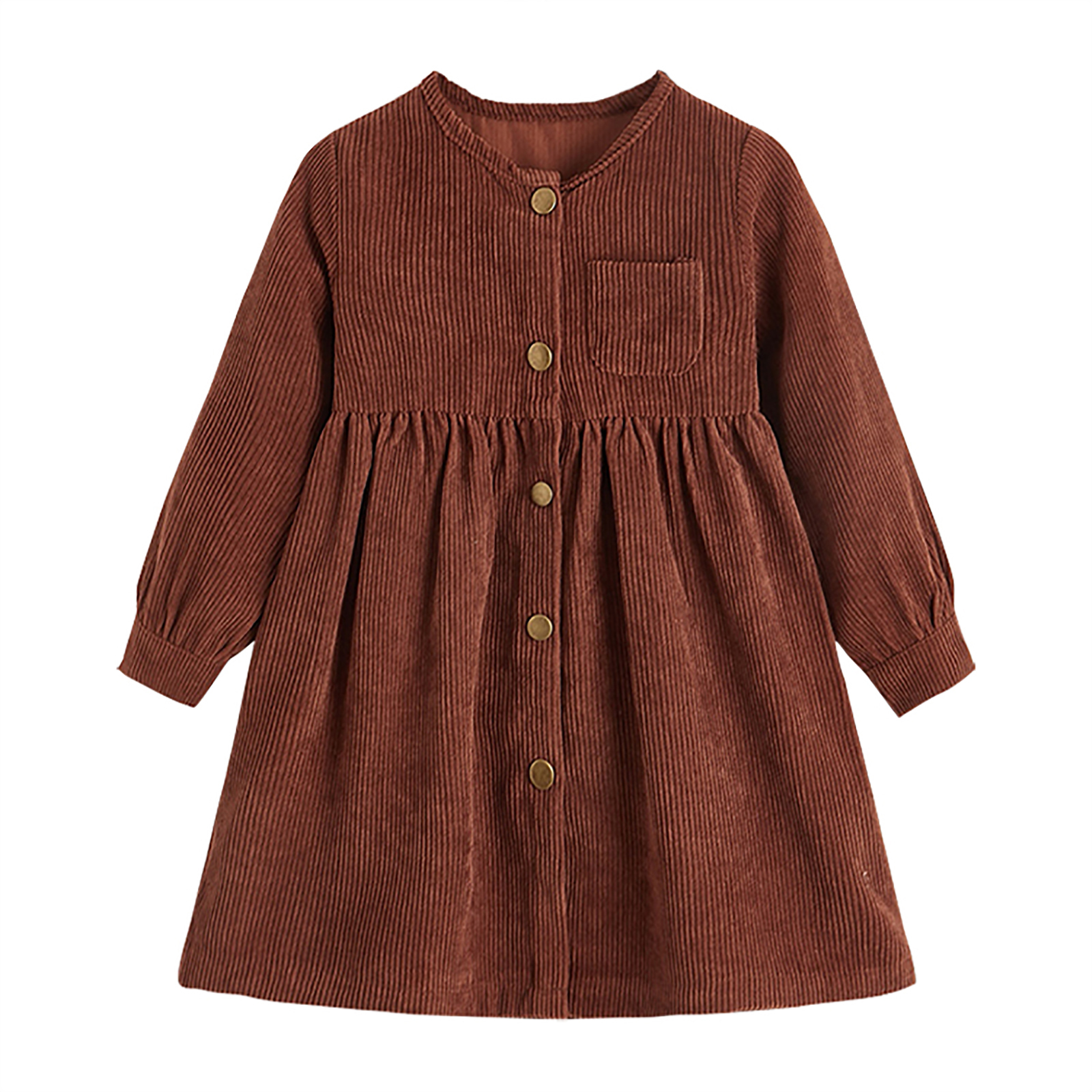 

Girls Dresses Infant Kids Baby Casual Long Sleeve Fashion Solid Color Round Neck Singlebreasted Aline 27T 221208, Pink