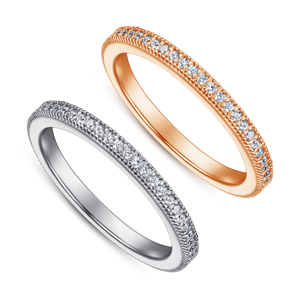 

Wedding Accessories Pure Silver Engagement Rings Fadeless Single Fulll Circle Diamond Birdal Ring Proposal Ring No Fading TL-363