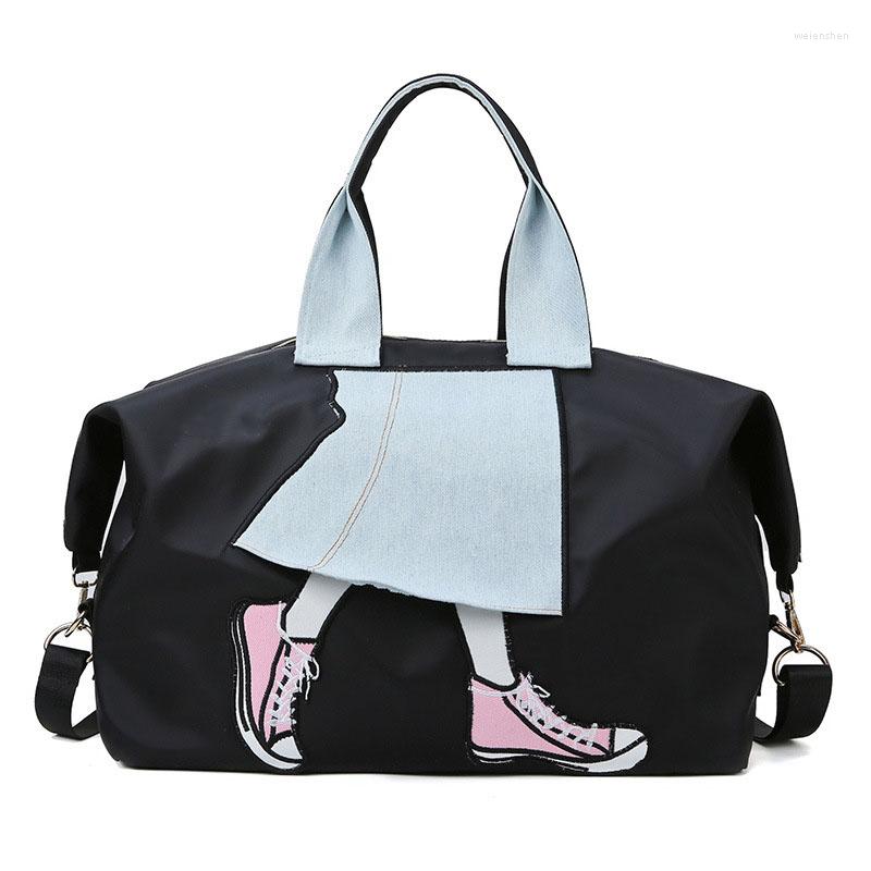 

Duffel Bags Korean Style Large Capacity Women Travel Bag Multifunctional Big Sport Hand Luggage Duffle Casual Weekend, Black