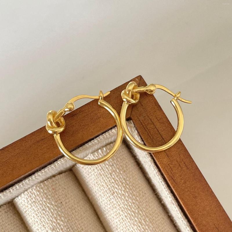 

Hoop Earrings 18K Gold Women's Authentic 925 Sterling Silver Knot Love Open Circle Loop Geometric Buckle Huggie Thick C-C267