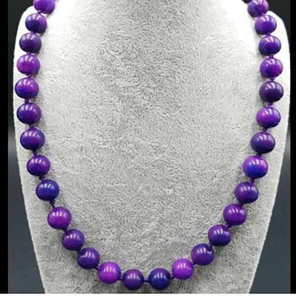 

Fashion jewelry 14mm purple Stone Gemstone Round Beaded Necklace 18 "AAA