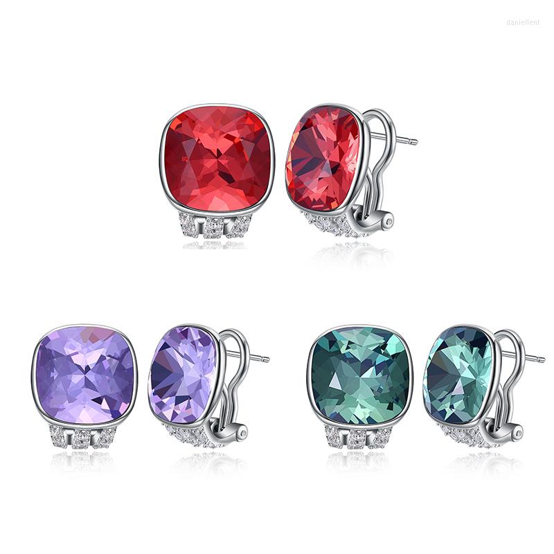 

Stud Earrings Charm Crystals From Austria Women 925 Sterling Silver CZ For Lady Party Jewelry Love Gift