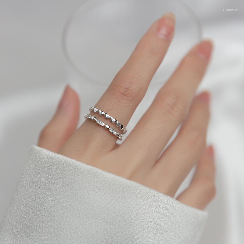 

Cluster Rings 1pc Thin 2mm Real. 925-Sterling Silver Jewelry CZ Heart Love Ring Adjustable C-J9108
