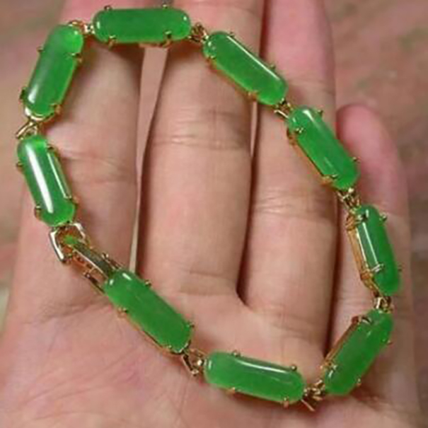 

new Plate CHINESE Icy Green JADE Saddle Rectangle Bangle Bracelet