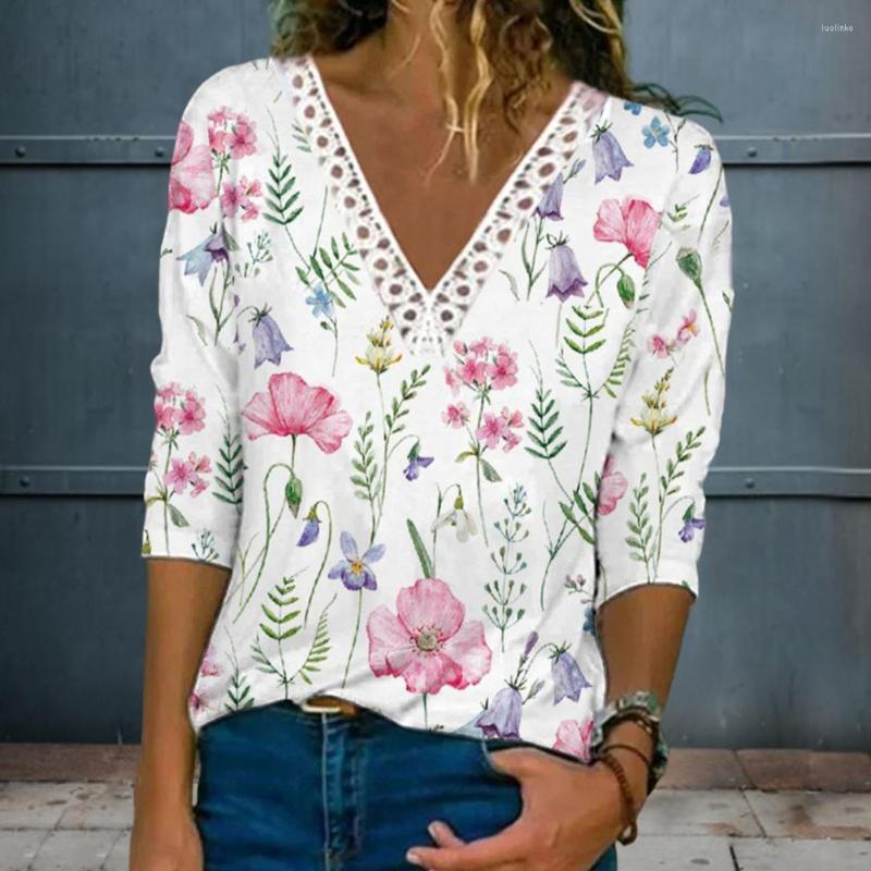 

Women' Blouses Pullover Blouse Loose Tee Shirt Fashion Floral Plant Printed, Blue
