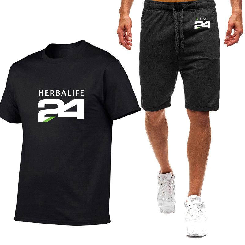 

Men' Tracksuits HERBALIFE 24 2022 Summer Shirts Short Sleeve Shorts Suit Male Cotton Tops Casual Sport T-Shirts Tee Men Clothes