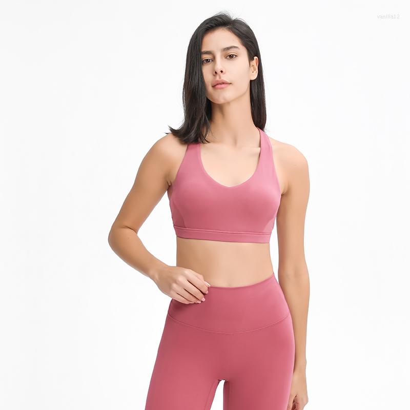 

Yoga Outfit Sexy V-Neck Workout Sports Bras Naked Feel Racerback Bra Padded Push Up Brassiere Sport Women Fitness Top Activewear, Black