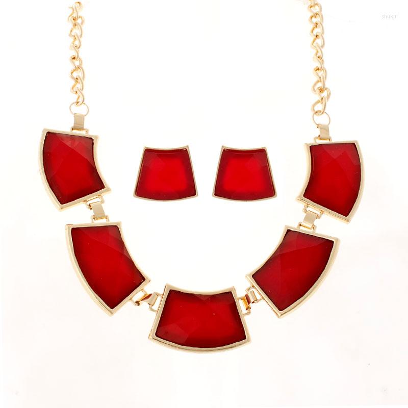 

Necklace Earrings Set Top Quality Classic Resin Jewelry Choker Gold Necklaces And Fashion Wholesale A702, Picture shown