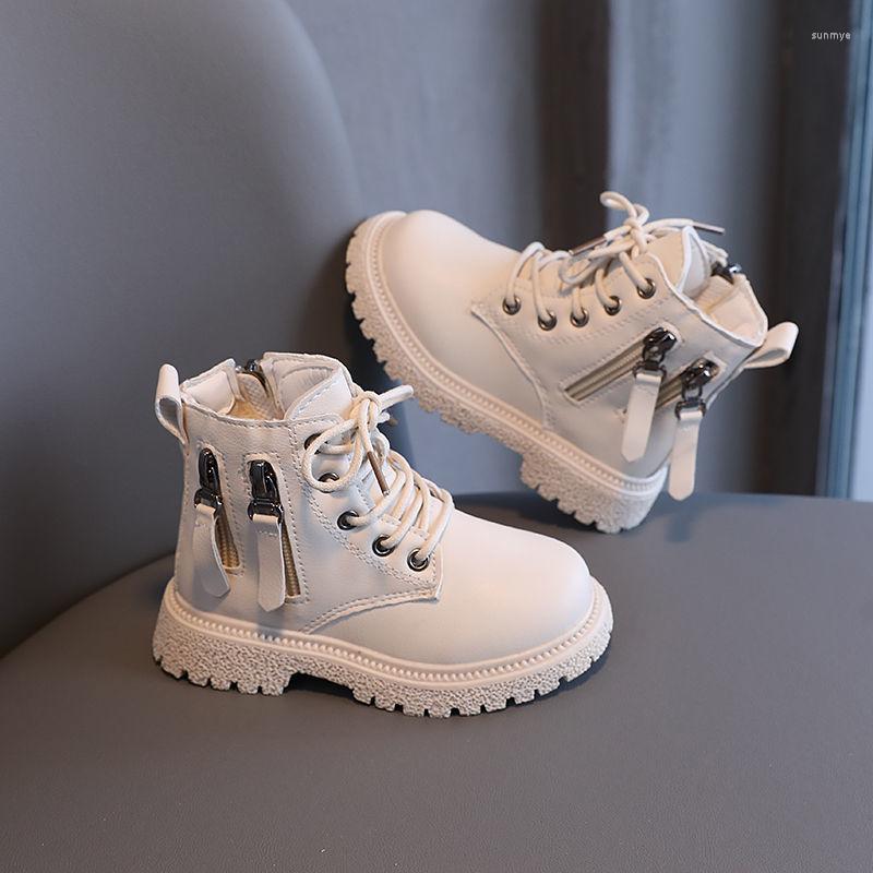 

Boots Kids Modern Snow Winter PU Leather Red Girls Booties Double Zip Cute Sneakers Black Fashion Ankle Casual Shoes, Black-cloth lining