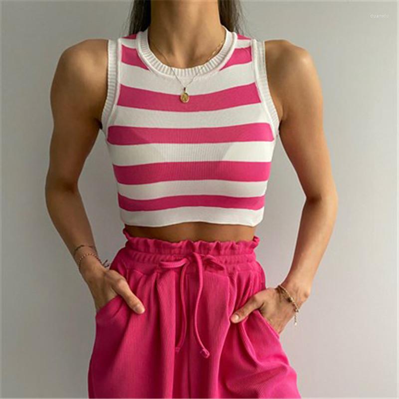 

Women' Tanks 2022 Summer Sexy Knitted Stripe Short Top Strap Backless T-Shirt Women' Vest Club Dress Y2k, Blue
