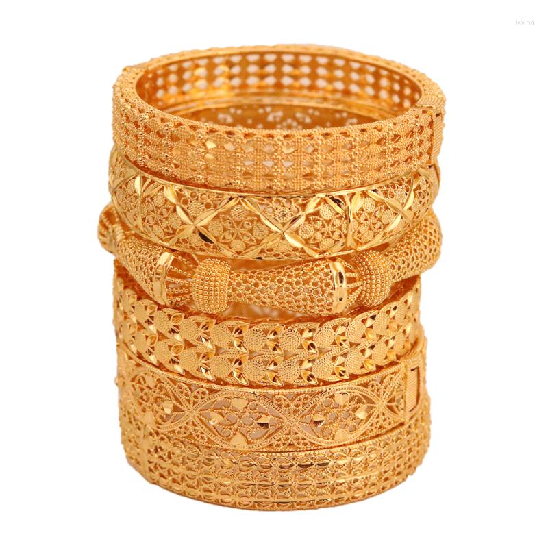 

Bangle 24K Women's Dubai Gold Bracelet Luxurious And Unique African Wedding Jewelry Set Ethiopian Fashion Ornaments