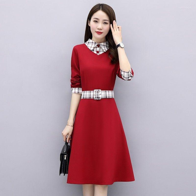 

Casual Dresses Women's Dress Woman Spring Autumn Long Sleeve For Women Female Add Velvet Thickening Winter C528, Navy no velvet