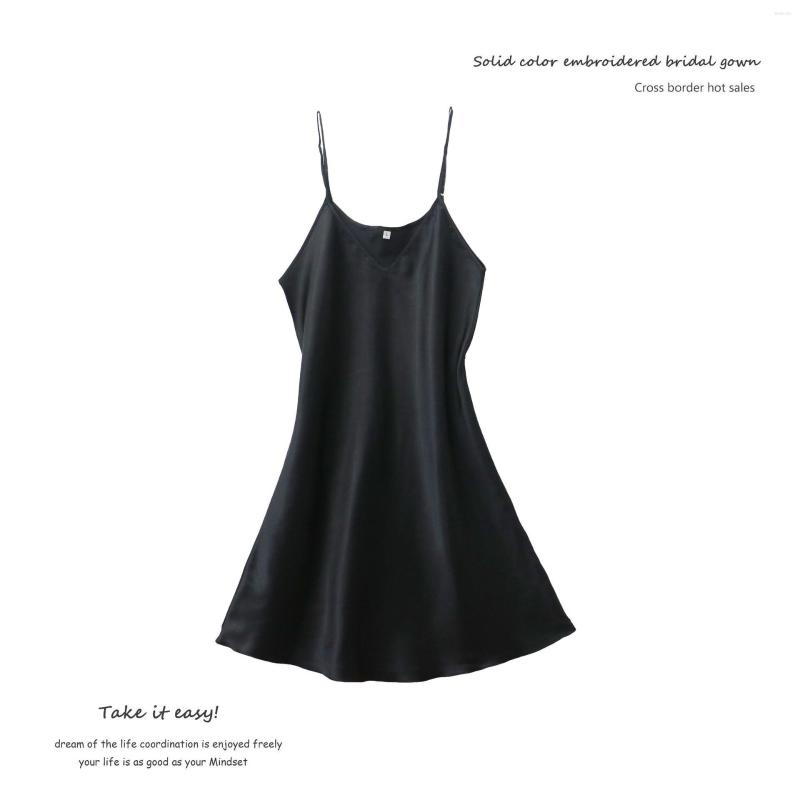 

Women's Sleepwear 2022 Sexy Pajamas Women's Silk Suspender Nightdress Ladies Spring Autum Ice Thin Halter Home Service Satin Night, Champagne