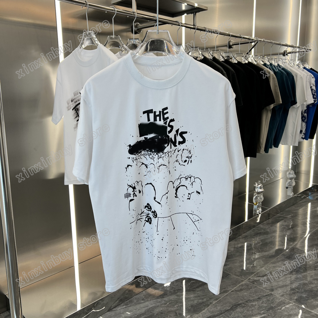 

xinxinbuy Men designer Tee t shirt Paris concert letters print short sleeve cotton women blue white black S-2XL, 01