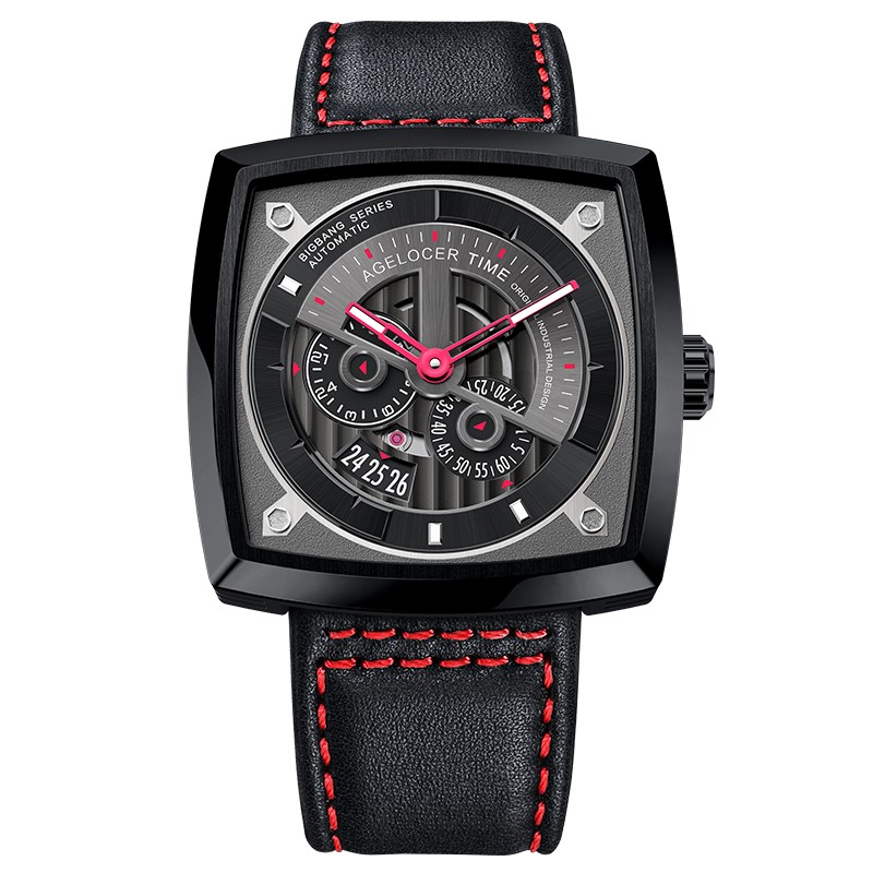 

AGELOCER Men's Sport Automatic Watches Mechanical Self Winding Big Black Stainless Steel Military Watches Power Reserve 5604J4