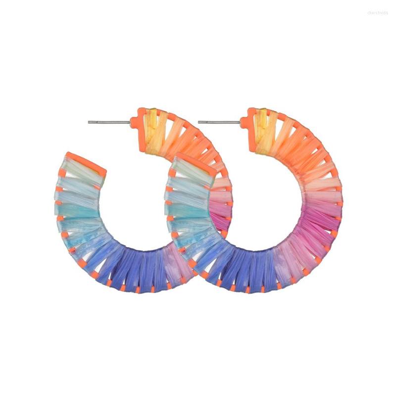 

Stud Earrings Wollet Fashion Jewelry Color Raffia Hand-Woven Geometric C-shaped Round Heart-shaped Colorful