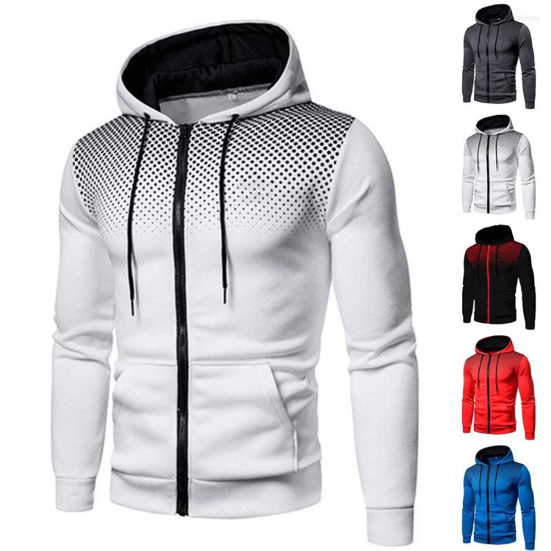 

Men's Hoodies Polka Dot Drawstring Sweatshirt Hooded Pullover Cardigan Zipper Top Casual Pullovers Comfy Warm Men Sweatshirts, Red