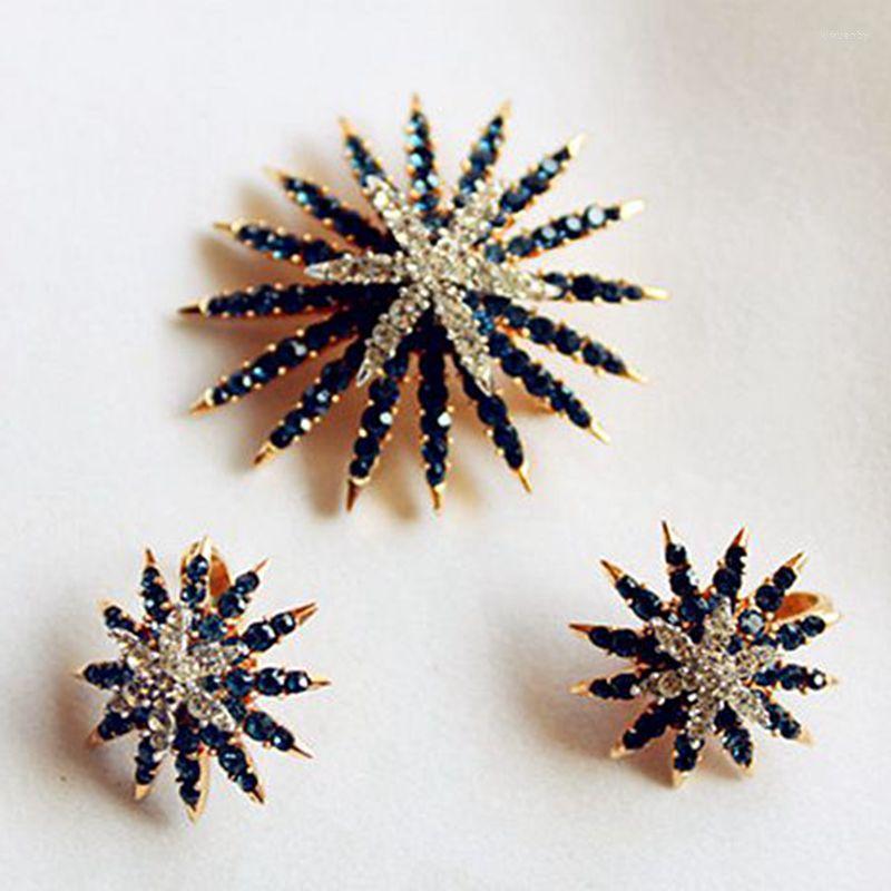 

Brooches 2022 Accessories Antique Sparks Blue Drills Retro Female Ears Clip Brooch Sets.