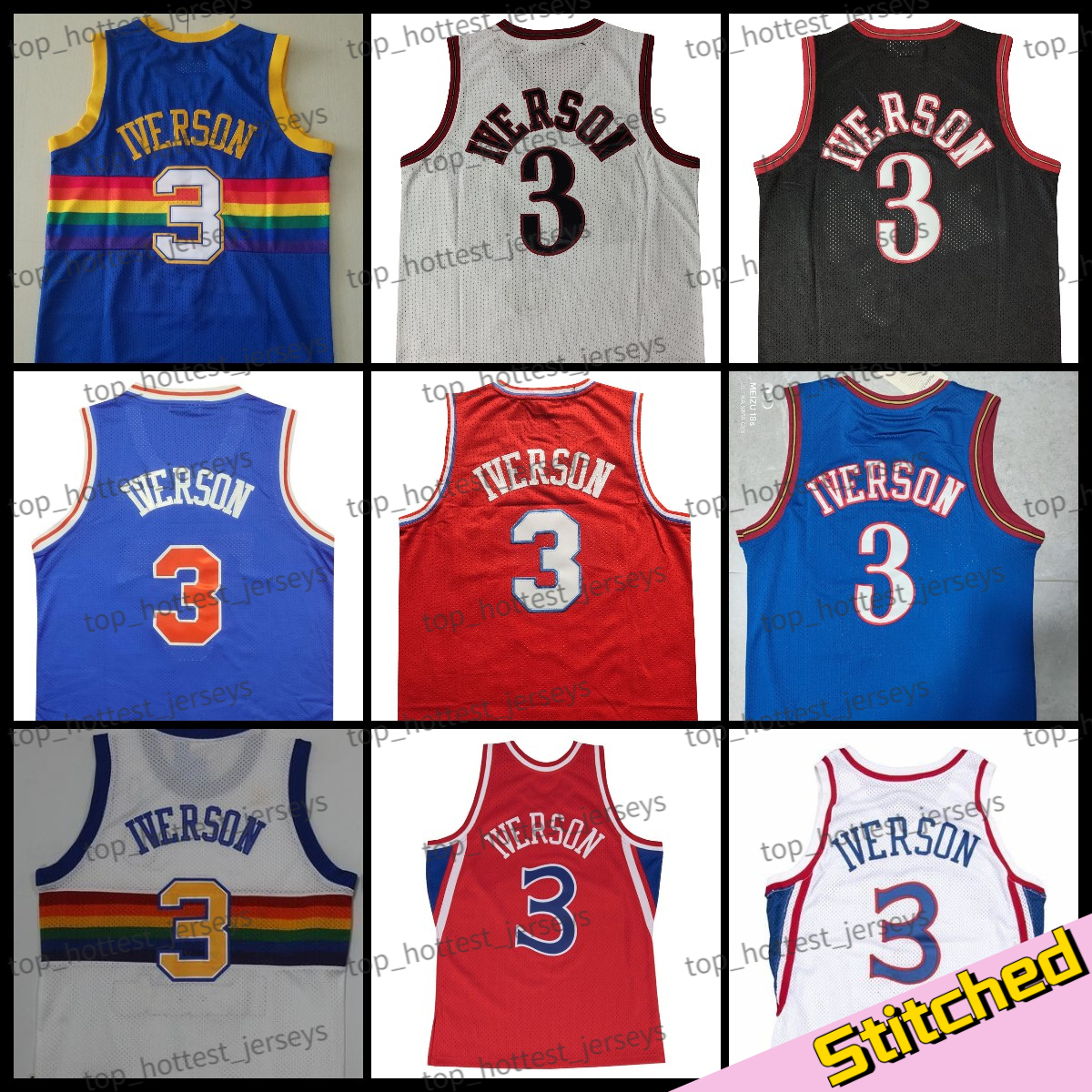

Georgetown Hoyas 3 Allen White Retro Basketball Jersey Mens Red Blue Iverson Basketball Jerseys Stitched Mesh, Men jersey
