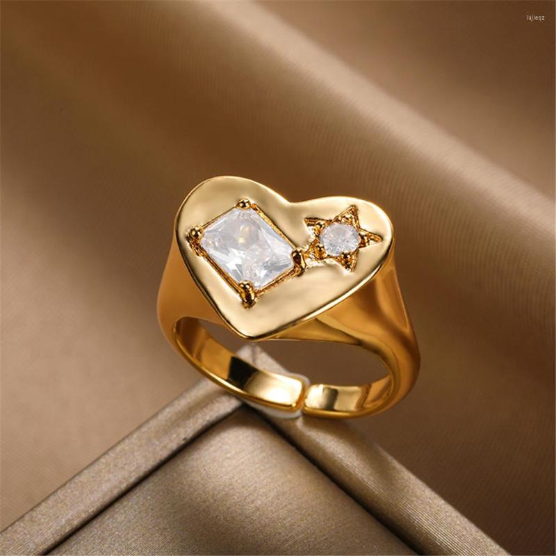 

Wedding Rings Adjustable Heart For Women Engagement Fashion Jewelry Accories Stainless Steel Aesthetic Couple Trend Product Ring