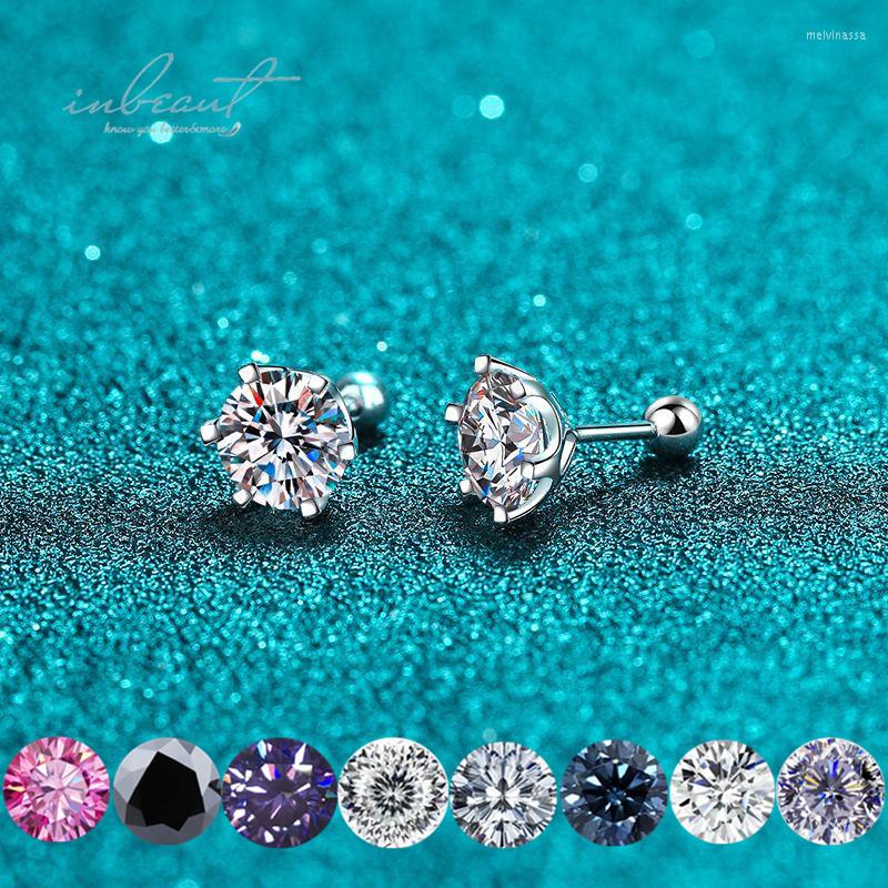 

Stud Earrings Inbeaut 925 Silver 2-4 Ct Excellent Cut D Color Pass Diamond Test Black Pink Hundred Flowers Moissanite Screw