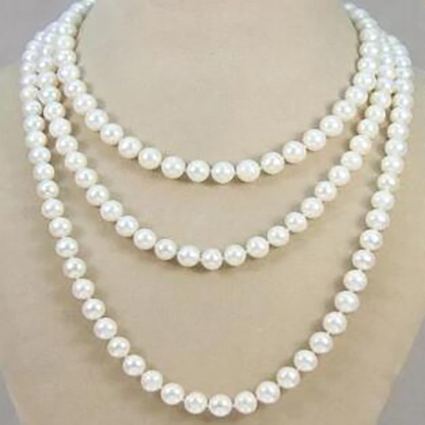 

Fashion Jewelry 8-9mm white freshwater pearl necklace 50" AAA