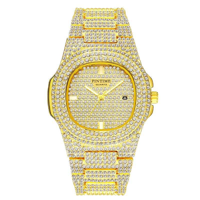

Wristwatches Fashion Men Women Diamond Bling Iced Out Gold Watch Luxury Quartz Casual Dress Boss Wrsitwatches Gift Clock Montre