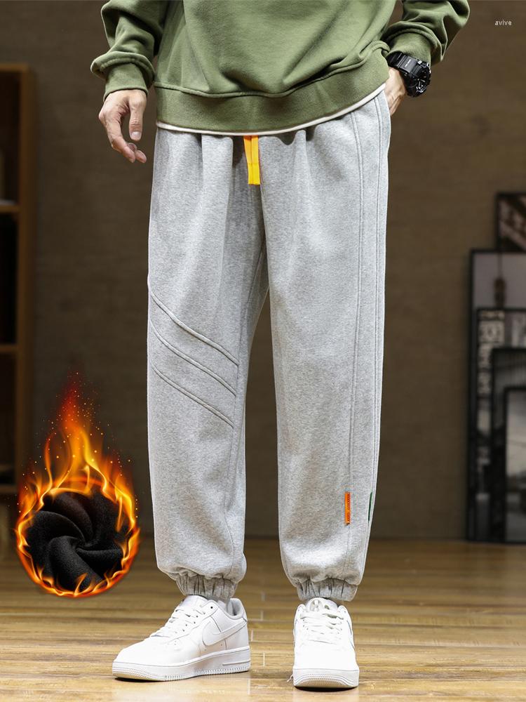 

Men's Pants Winter Thick Fleece Warm Sweatpants Men Joggers Ankle-Length Baggy Harem Male Casual Cotton Thermal Trousers Plus Size 8XL, Black